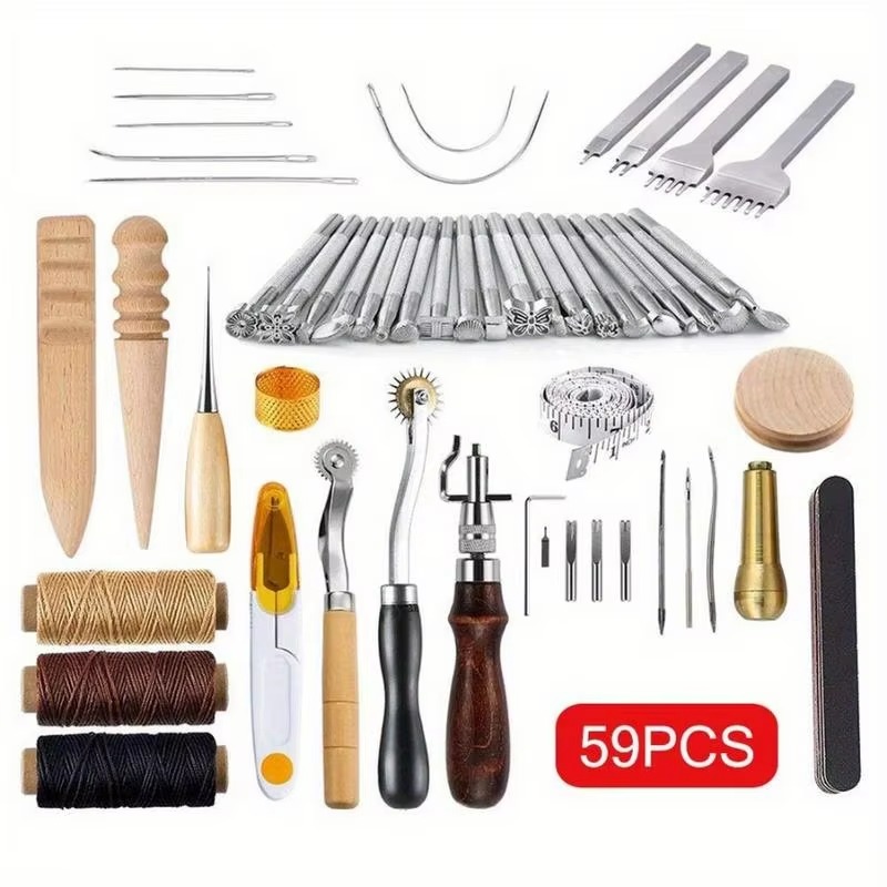 59PCS Leather Craft Set Hand T - đánh giá và giá Groover Stitching Tool